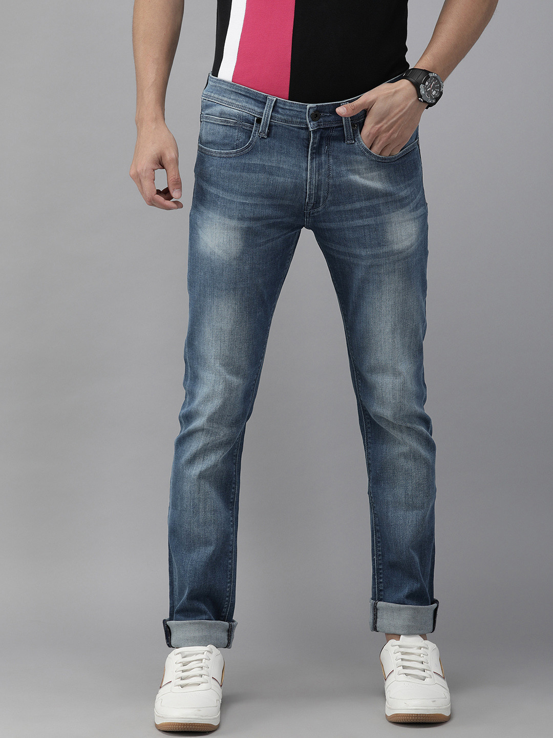 

Pepe Jeans Men Blue Slim Fit Mid-Rise Clean Look Stretchable Jeans