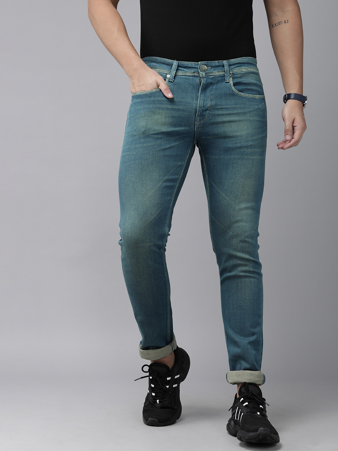 

Pepe Jeans Men Green Soho Skinny Fit Low-Rise Clean Look Jeans
