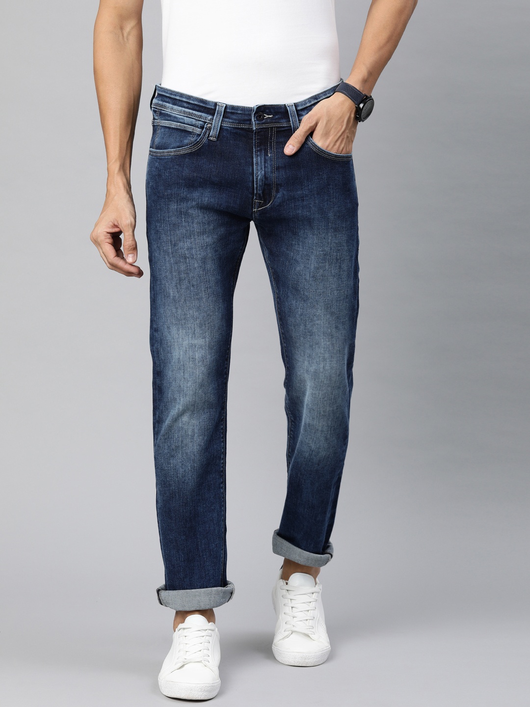 

Pepe Jeans Men Blue Vapour Slim Fit Mid-Rise Clean Look Stretchable Jeans