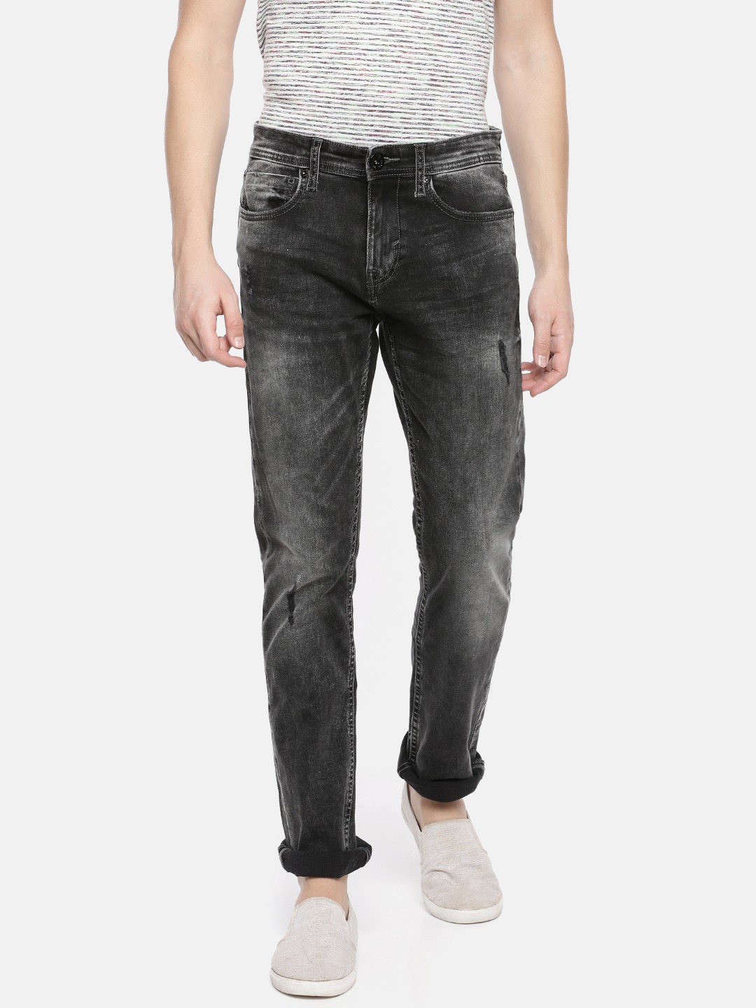 

Pepe Jeans Men Black Murad Soho Fit Low-Rise Low Distress Stretchable Jeans