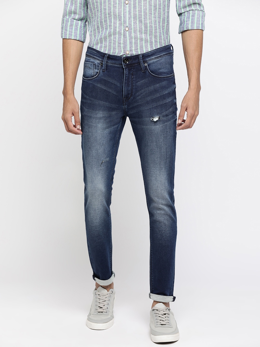 

Pepe Jeans Men Blue Super Skinny Fit Low Distress Light Fade Jeans