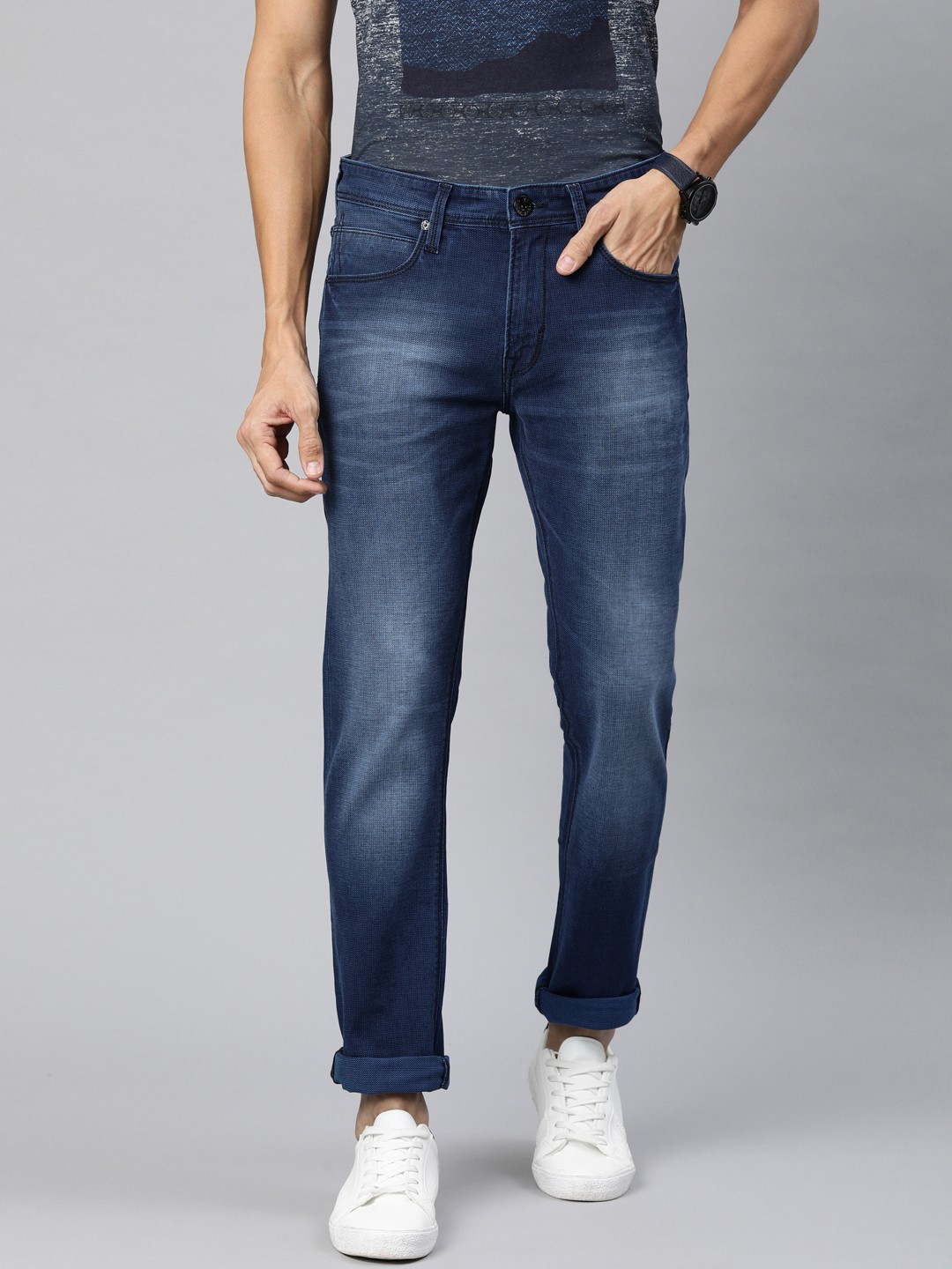 

Pepe Jeans Men Blue Vapour Slim Fit Mid-Rise Clean Look Stretchable Jeans
