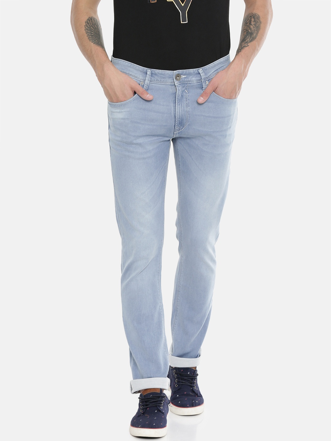 

Pepe Jeans Men Blue Percy Vapour Slim Fit Mid-Rise Clean Look Stretchable Jeans