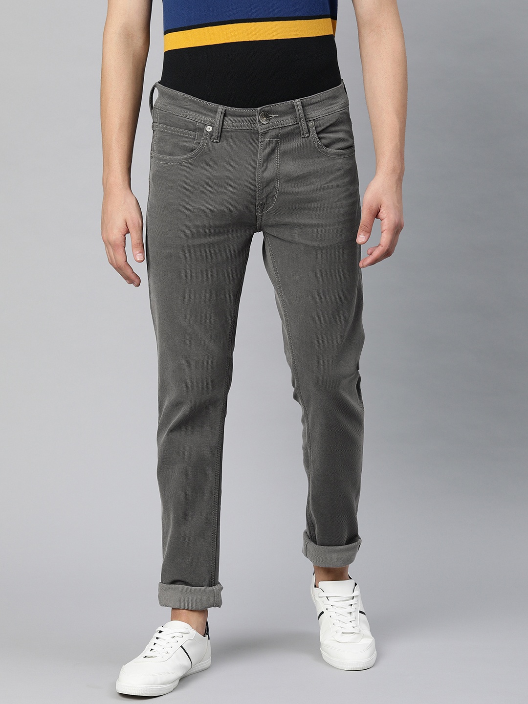 

Pepe Jeans Men Grey Slim Fit KERON IP Mid-Rise Clean Look Stretchable Jeans