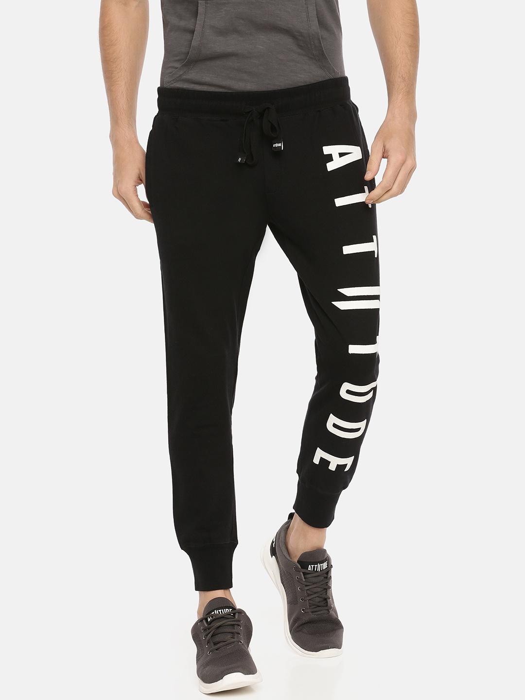 

ATTIITUDE Men Black & White Printed Slim Fit Jogger