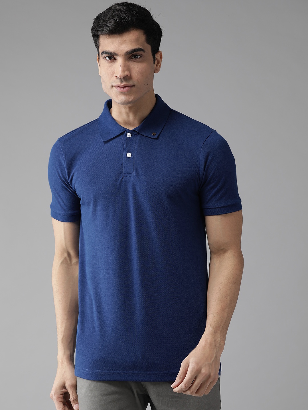 

Hubberholme Men Navy Blue Solid Polo Collar T-shirt