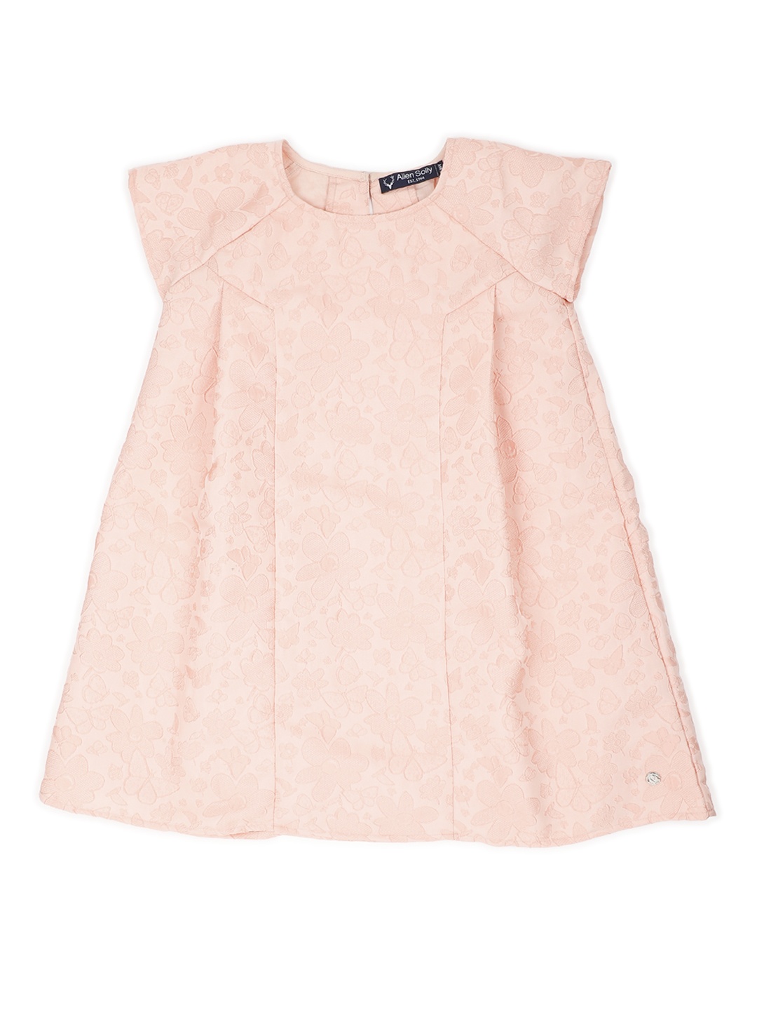 

Allen Solly Junior Girls Peach-Coloured Printed A-Line Dress