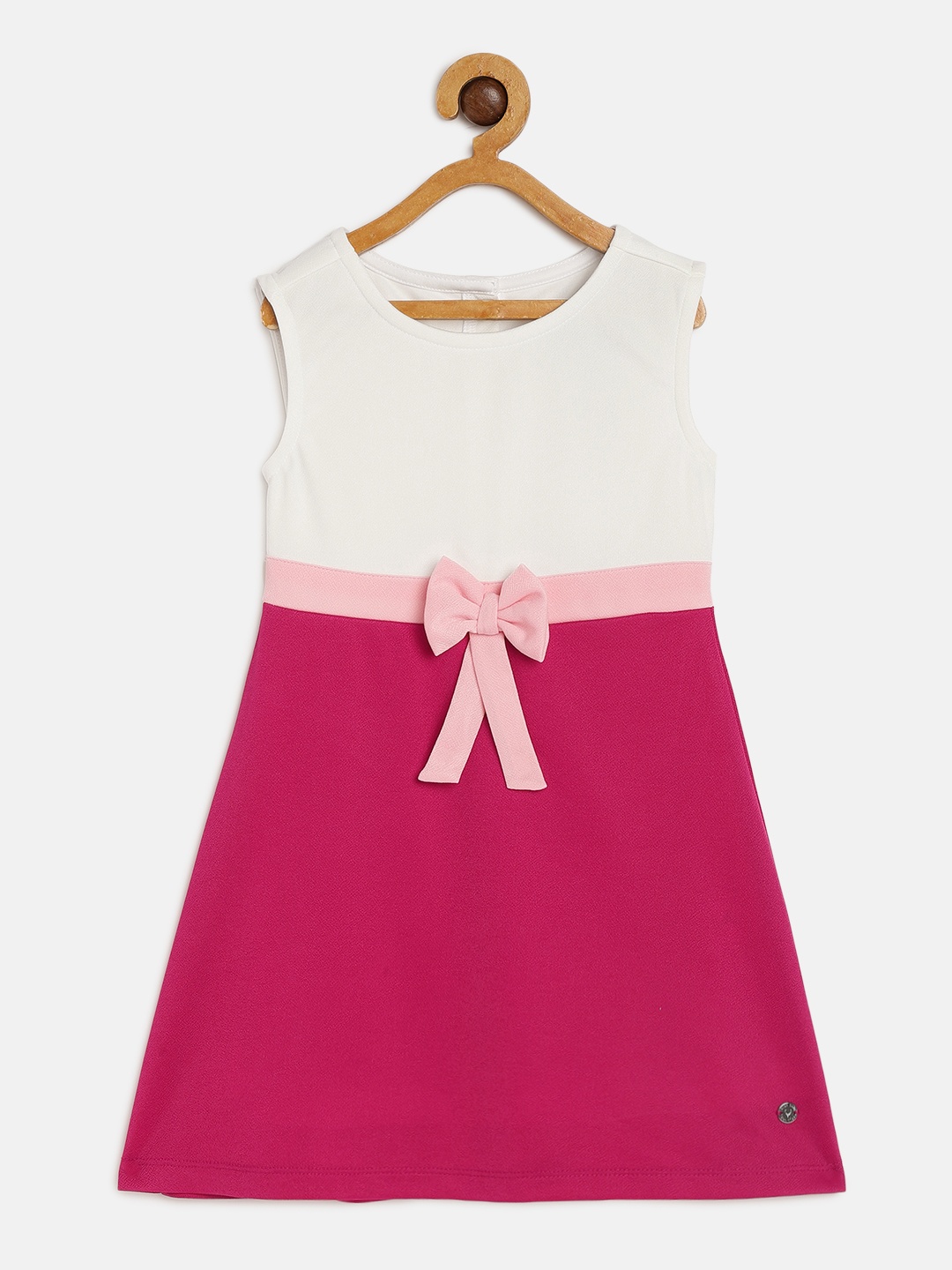 

Allen Solly Junior Girls Magenta & White Solid A-Line Dress