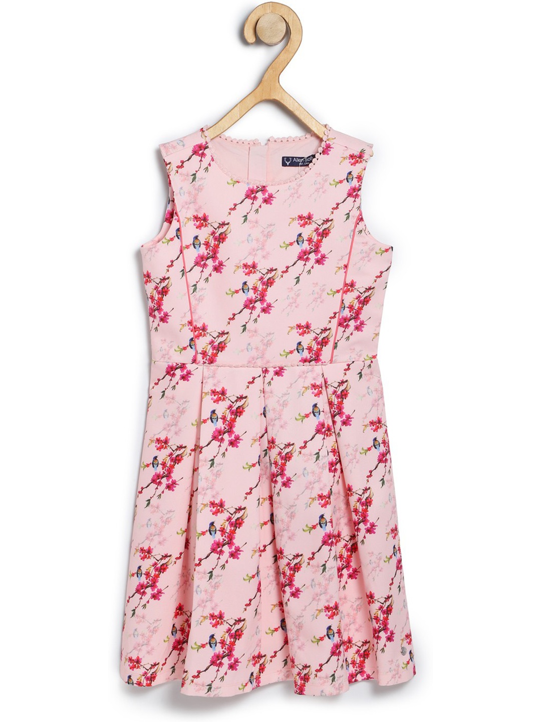 

Allen Solly Junior Pink Floral Print Fit and Flare Dress with Gathers