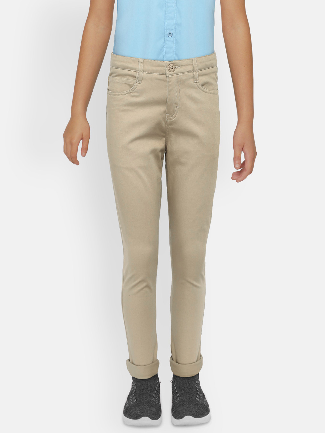 

Allen Solly Junior Boys Khaki Regular Fit Solid Trousers