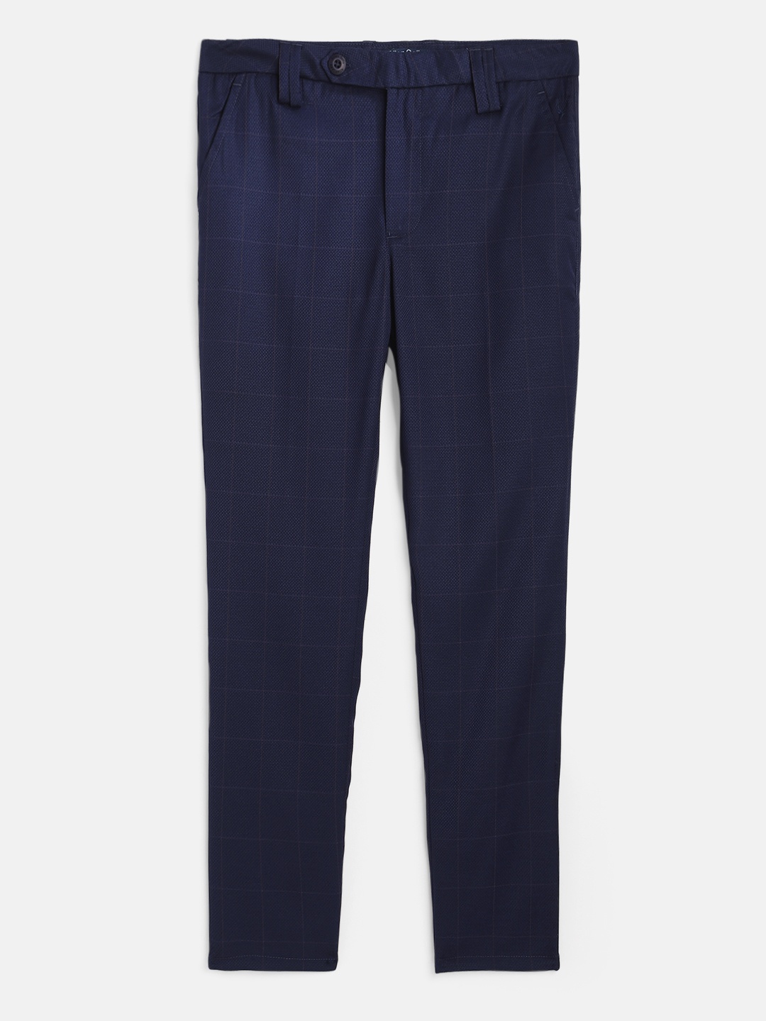 

Allen Solly Junior Boys Navy Blue Slim Fit Checked Regular Trousers