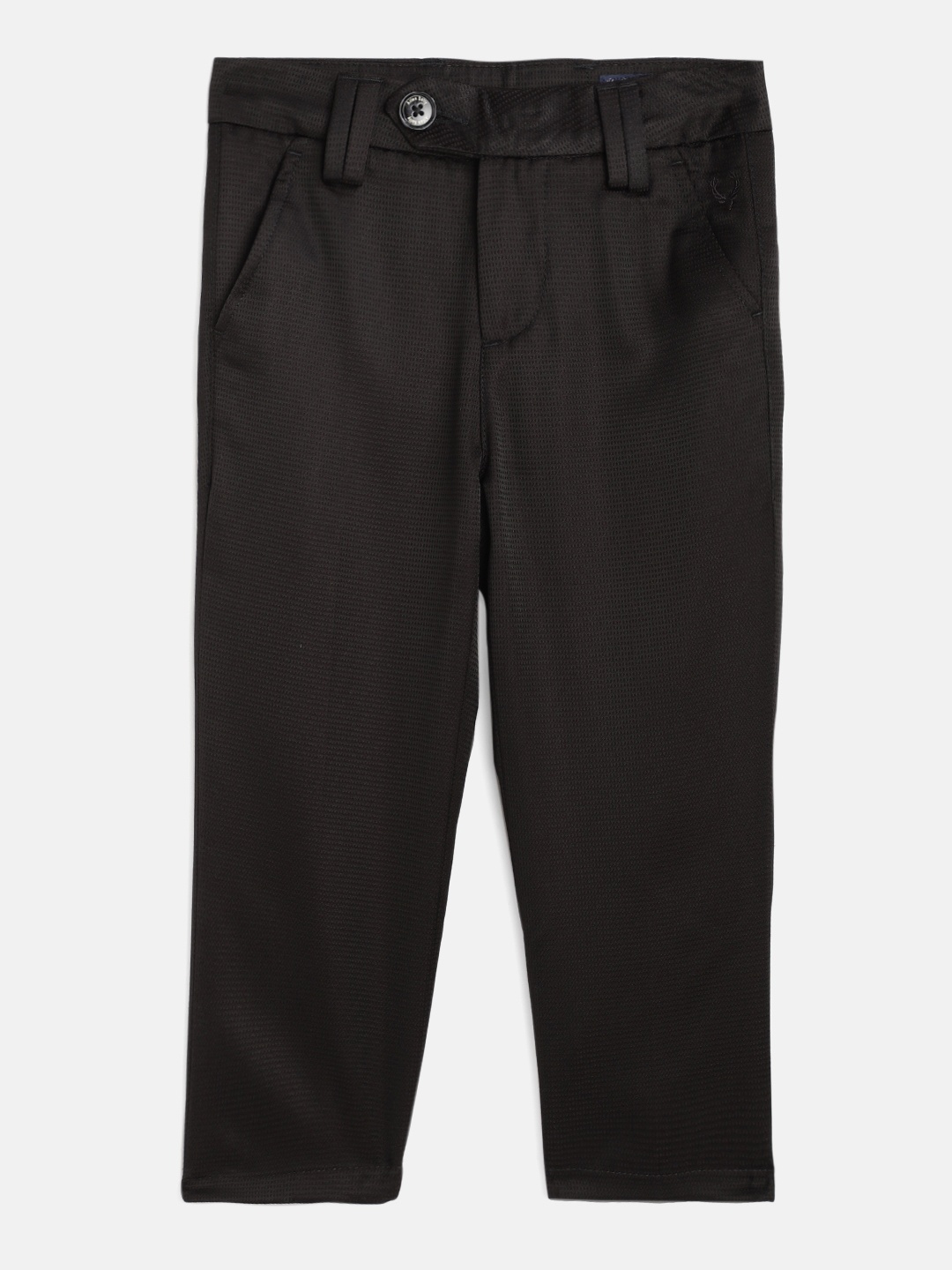 

Allen Solly Junior Boys Black Slim Fit Solid Regular Trousers