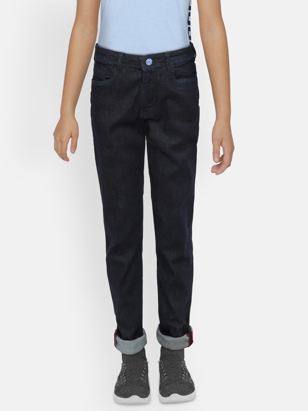 

Allen Solly Junior Boys Navy Blue Slim Fit Mid-Rise Clean Look Stretchable Jeans