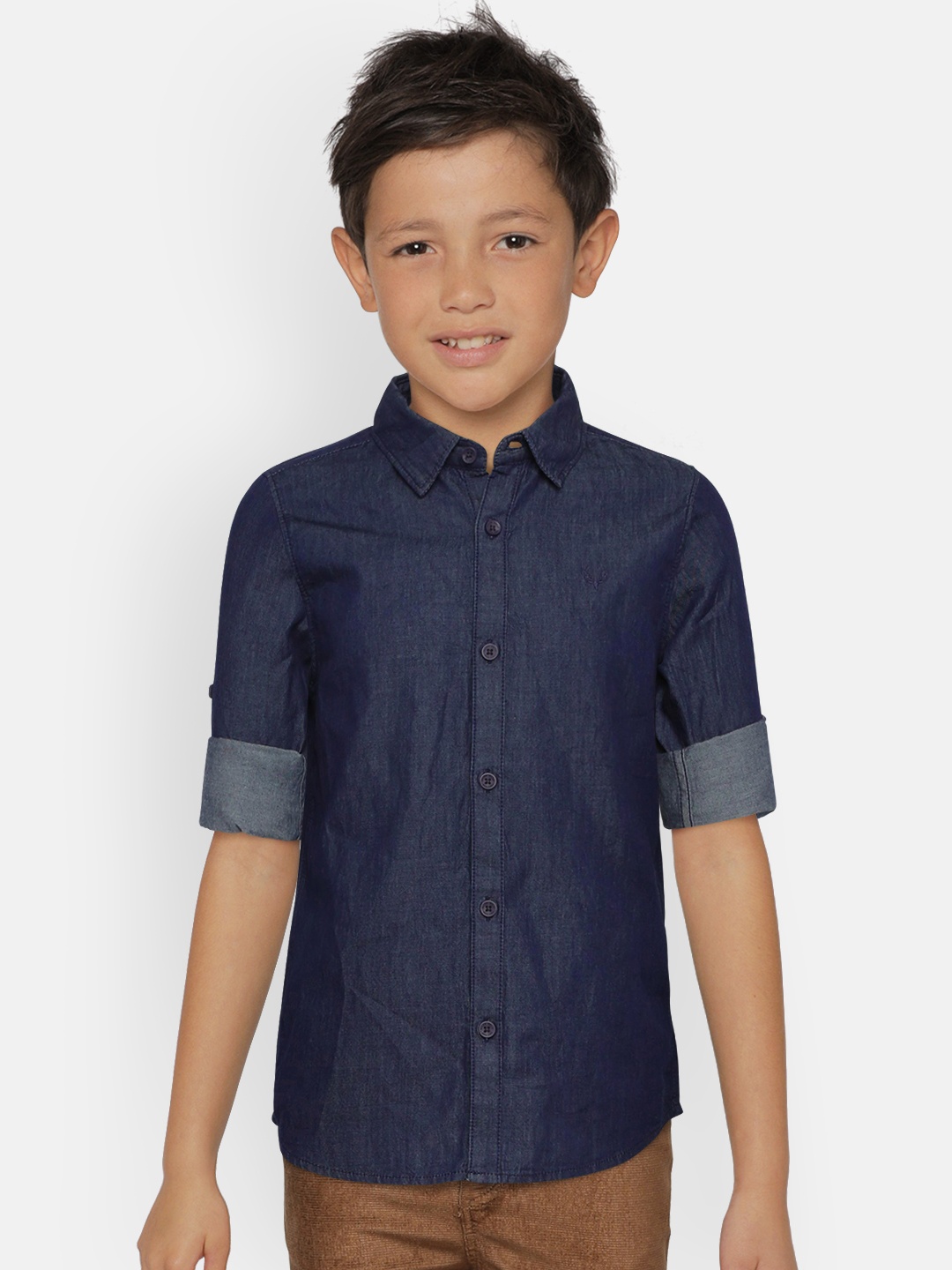 

Allen Solly Junior Boys Navy Blue Regular Fit Solid Casual Chambray Shirt