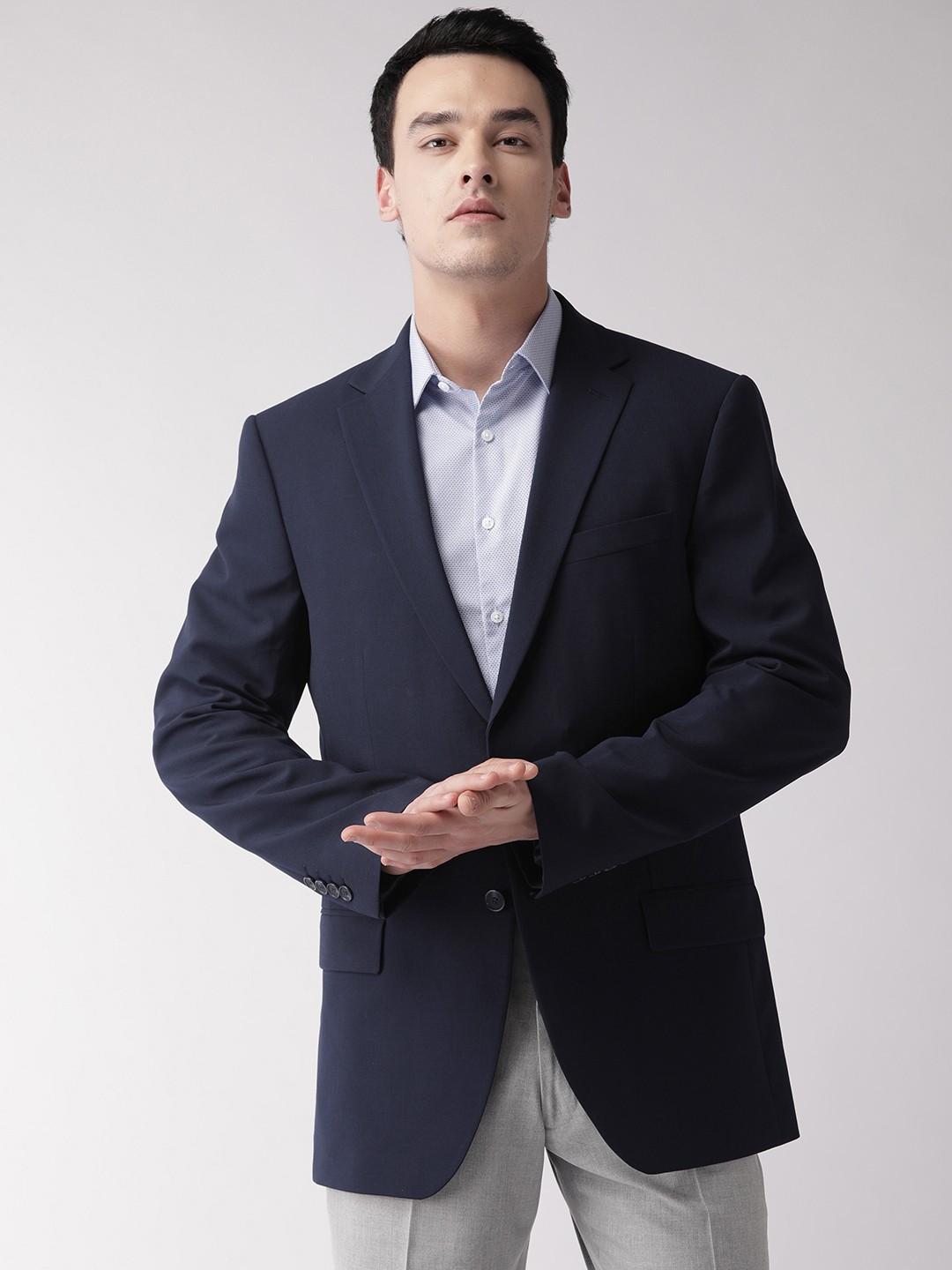 

Marks & Spencer Men Navy Blue Solid Regular Fit Single-Breasted Formal Blazer