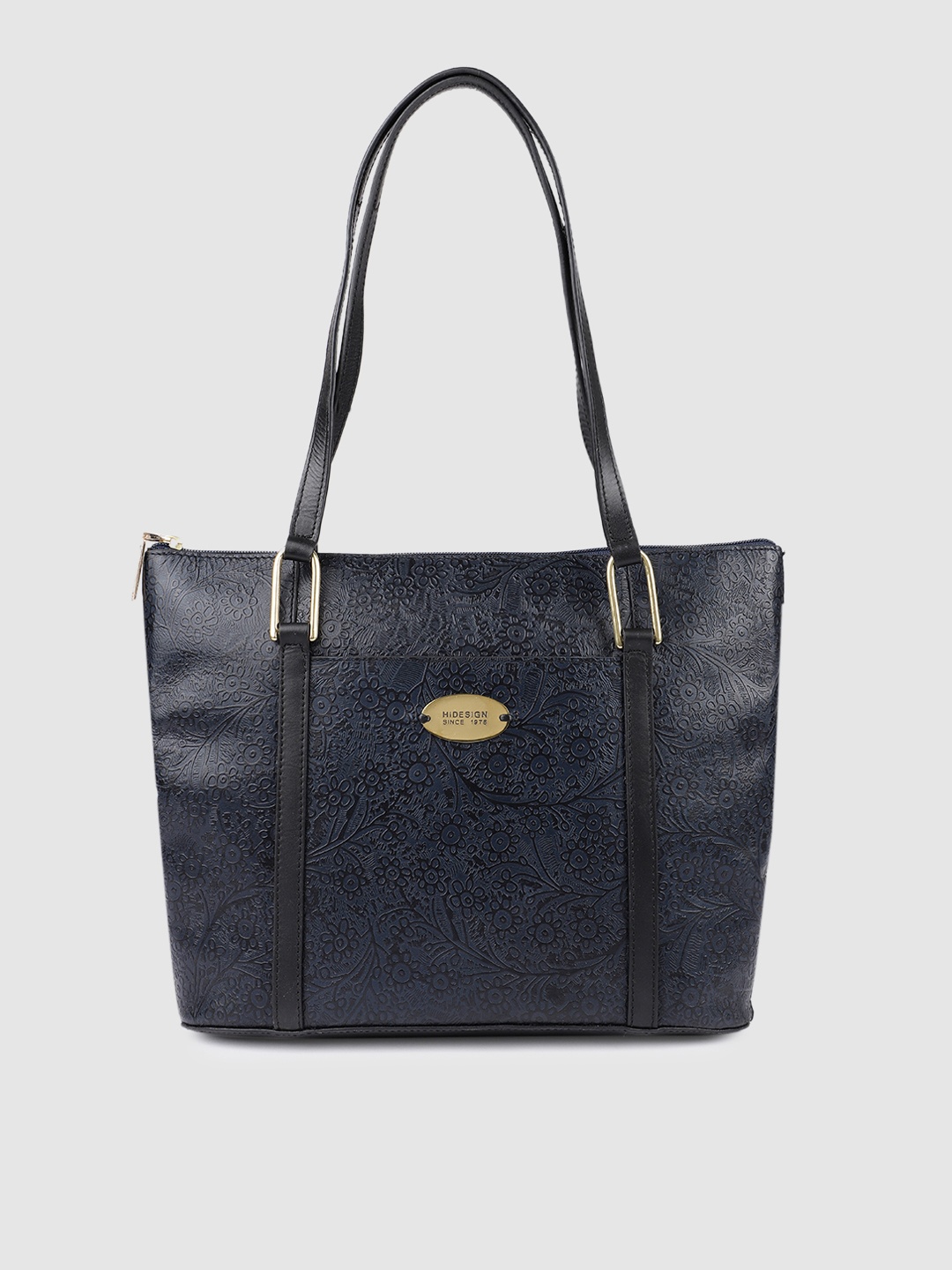 

Hidesign Blue Textured Leather Shoulder Bag