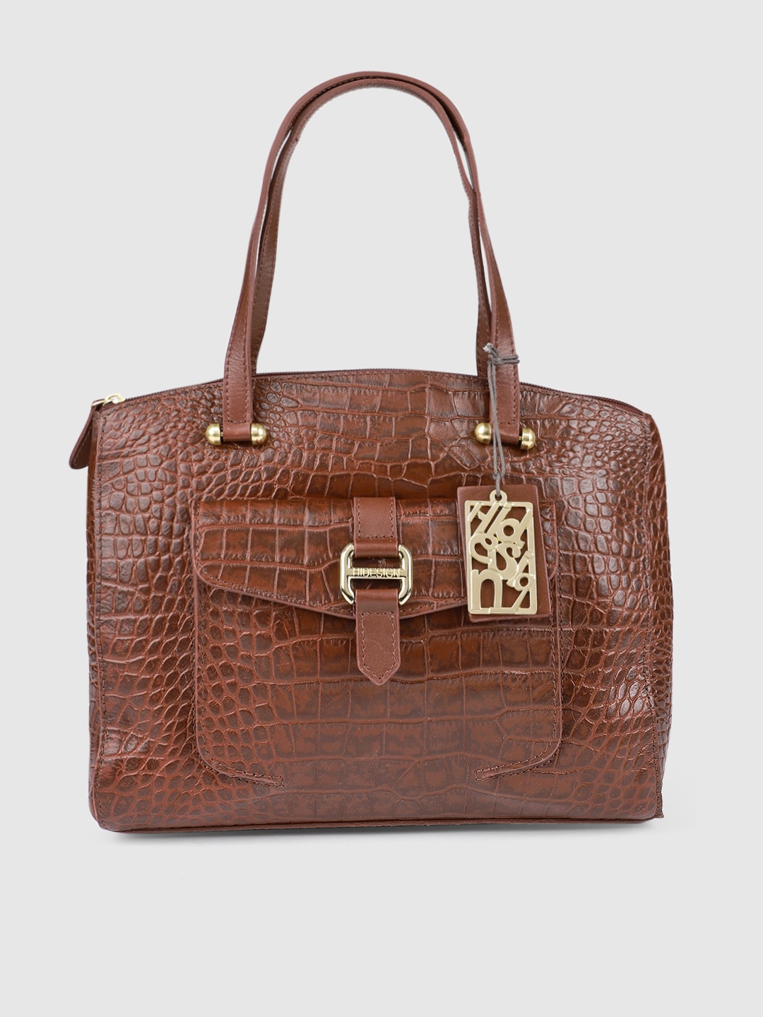 

Hidesign Brown Animal Textured Leather Shoulder Bag