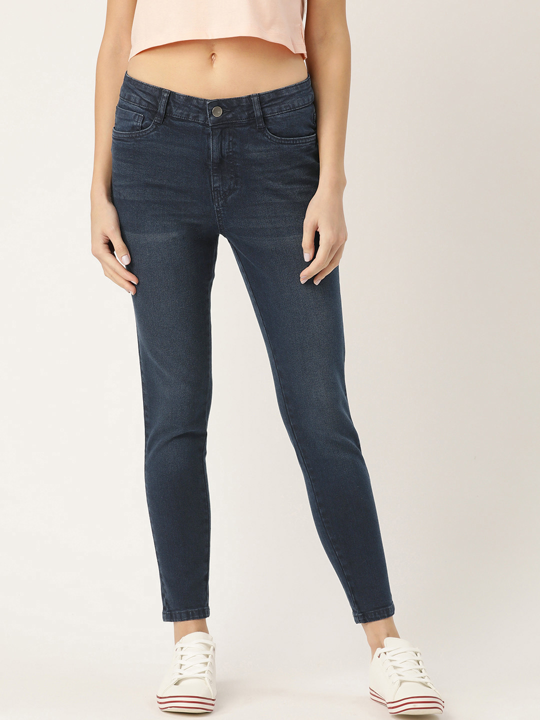 

Mast & Harbour Women Navy Blue Skinny Fit Mid-Rise Clean Look Jeans