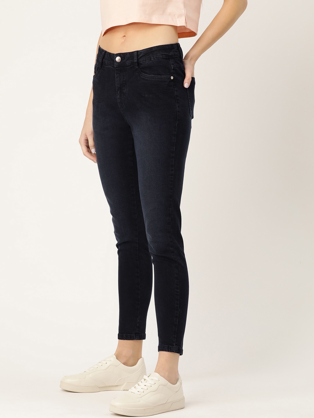 

Mast & Harbour Women Navy Blue Skinny Fit Mid-Rise Clean Look Jeans