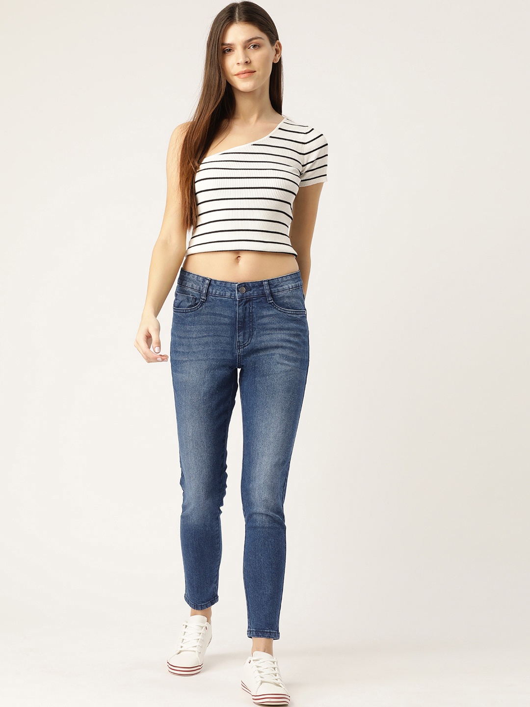 

Mast & Harbour Women Navy Blue Skinny Fit Mid-Rise Clean Look Jeans