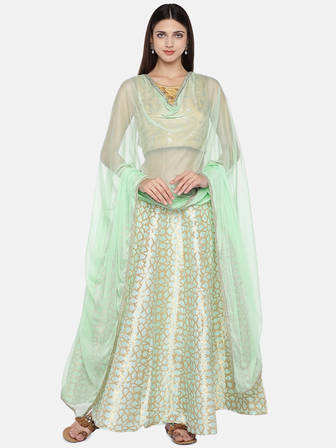 

Ethnicity Green Solid Dupatta
