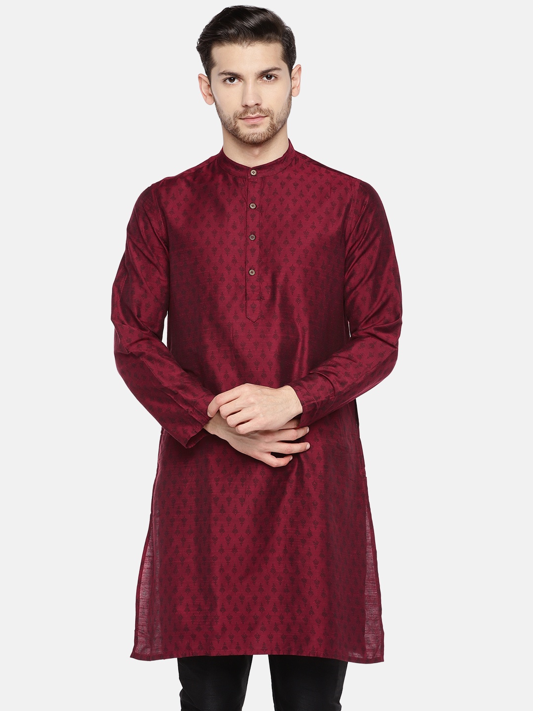 

Ethnicity Men Maroon Printed Straight Kurta