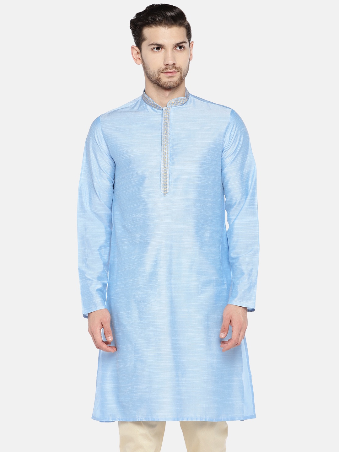 

Ethnicity Men Blue Solid Straight Kurta