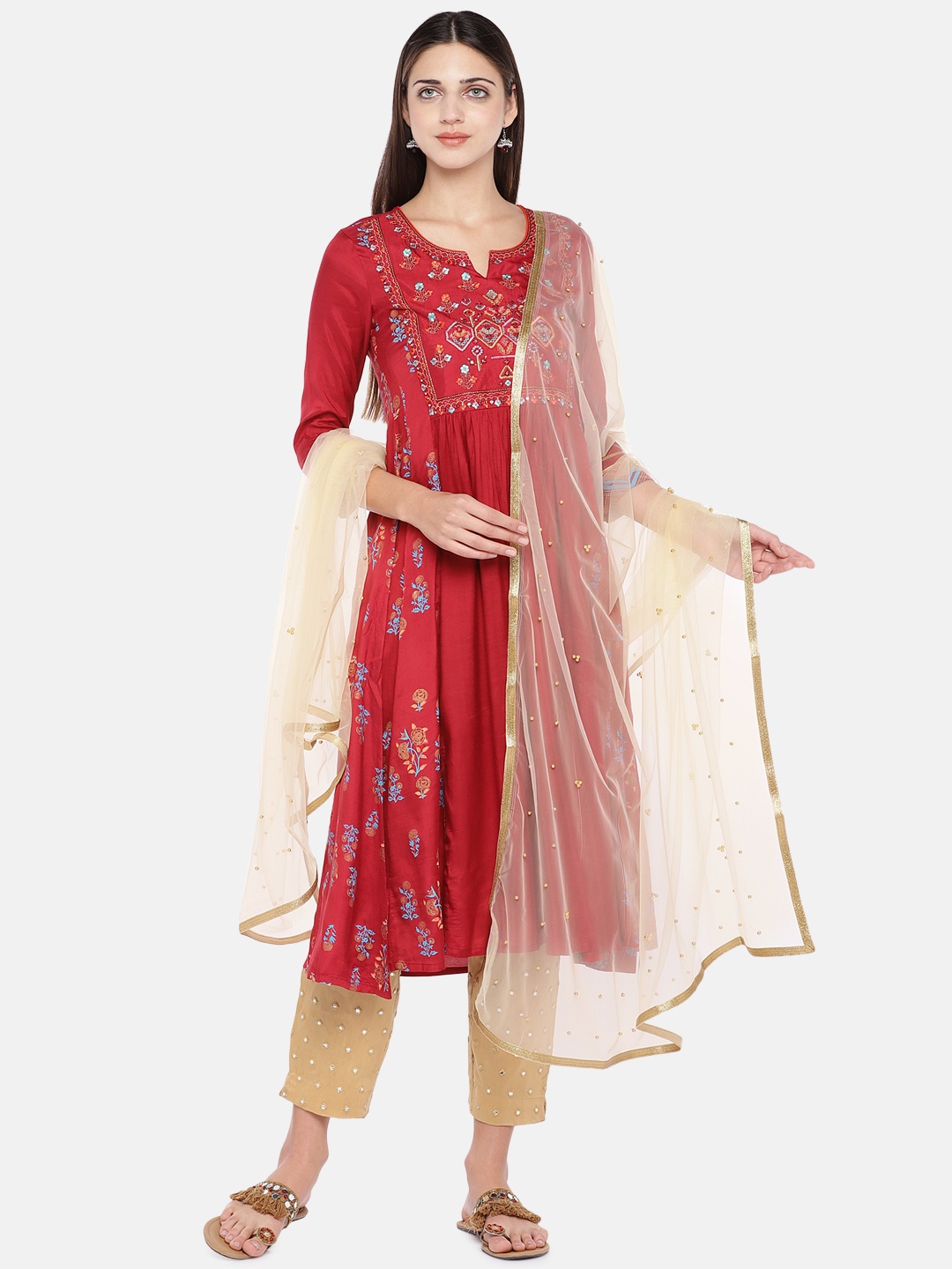 

Ethnicity Beige Embellished Dupatta