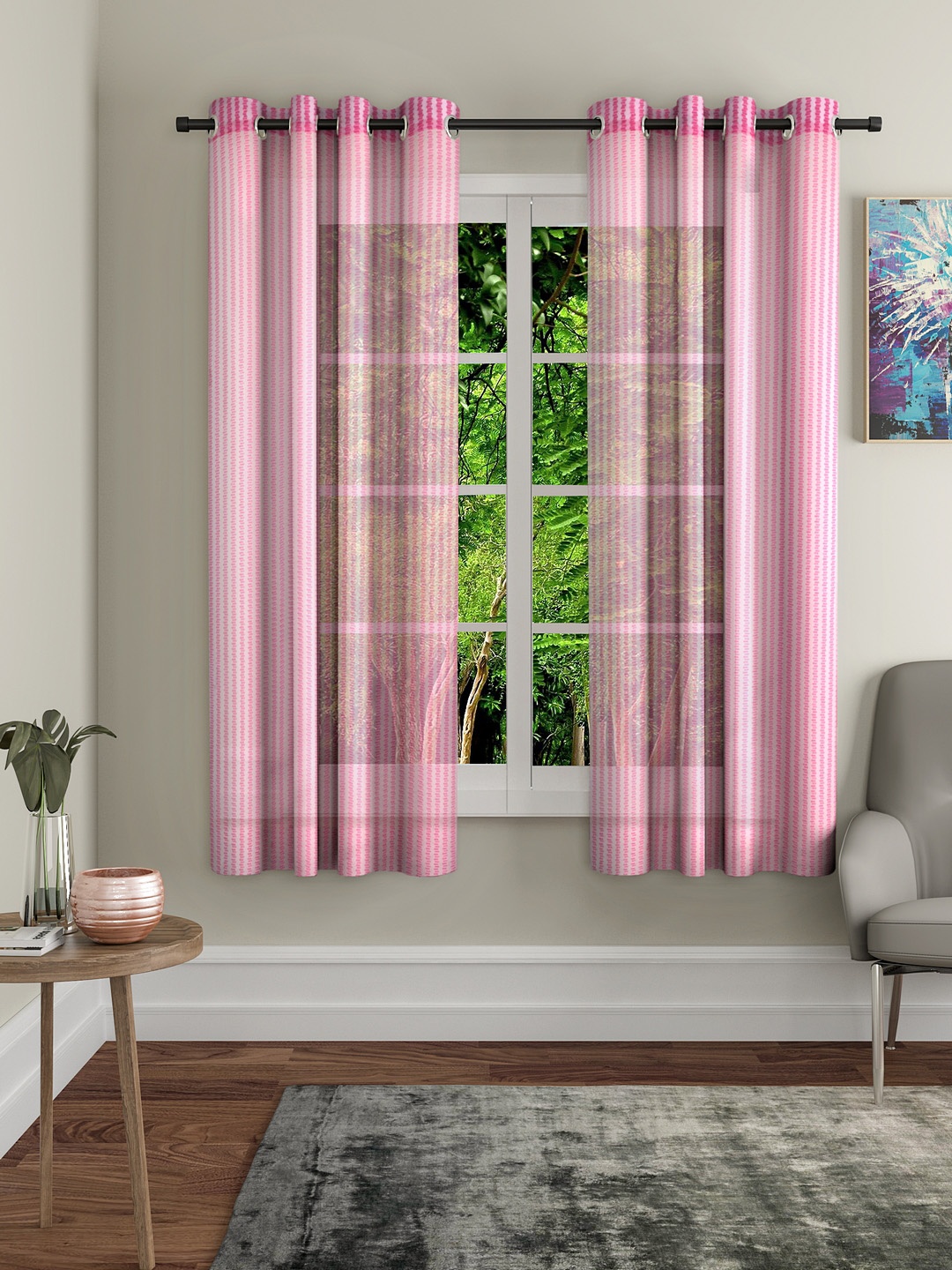 

Home Sizzler Pink Set of 2 Window Curtains