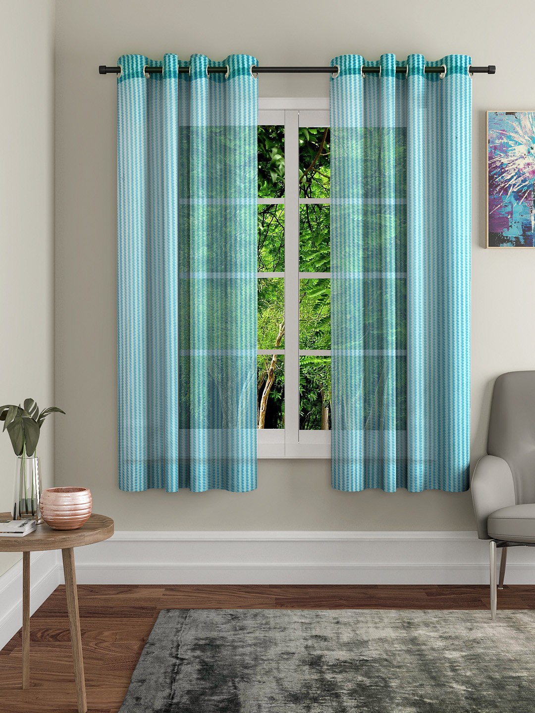 

Home Sizzler Turquoise Blue Set of 2 Window Curtains