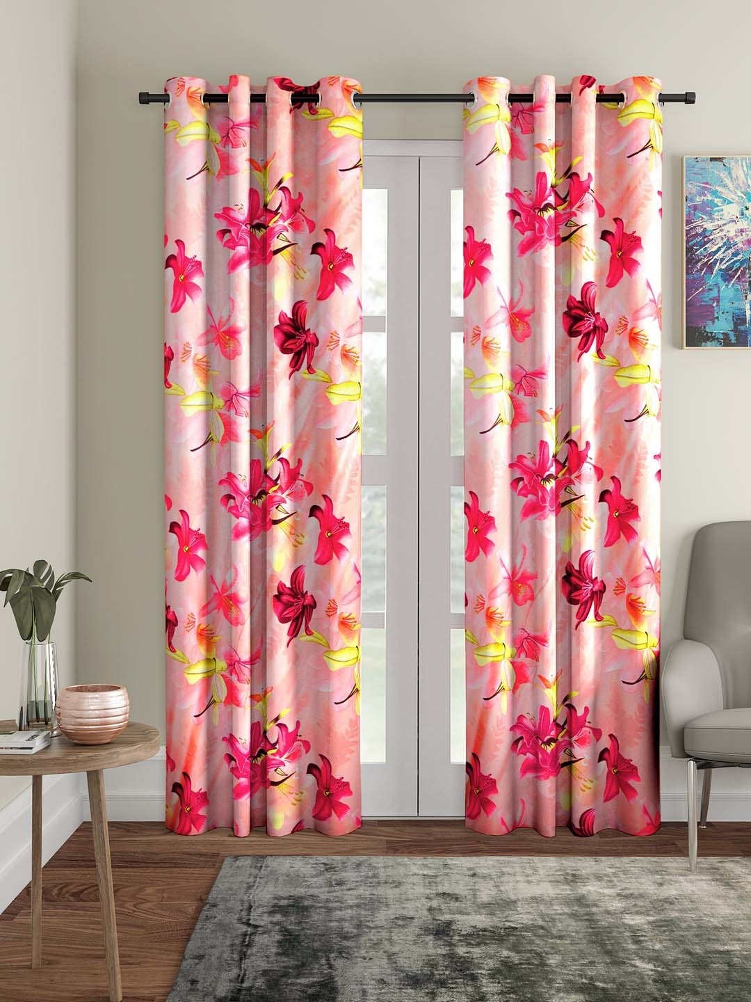 

Home Sizzler Pink Set of 2 Door Curtains