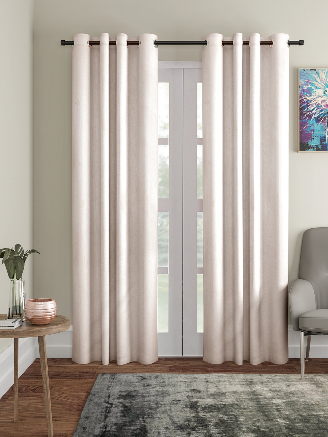 

Home Sizzler Off-White Set of 2 Long Door Curtains