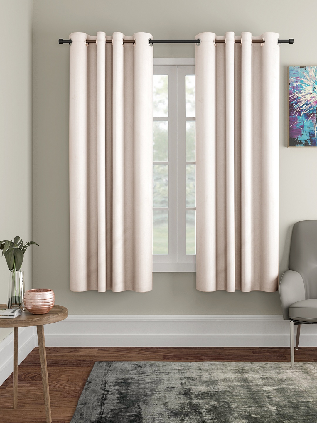 

Home Sizzler Cream-Coloured Set of 2 Window Curtains