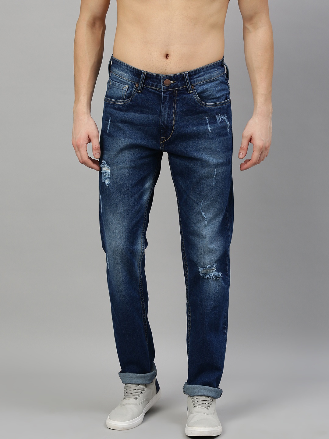 

HERE&NOW Men Blue Slim Fit Mid-Rise Mildly Distressed Stretchable Jeans