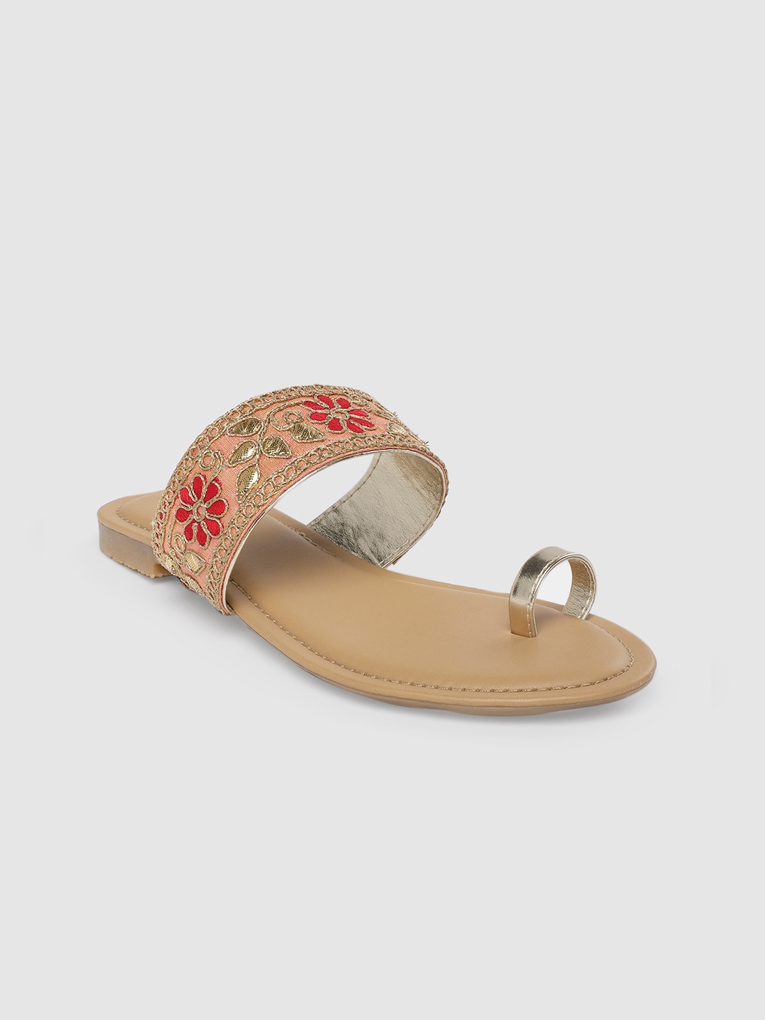 

Anouk Women Peach-Coloured Embellished One Toe Flats