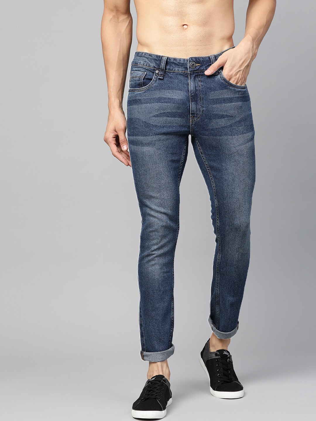 

Roadster Men Navy Blue Skinny Fit Mid-Rise Clean Look Stretchable Jeans
