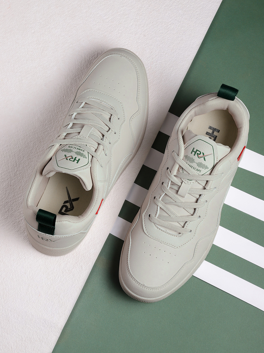 

HRX by Hrithik Roshan Men Cream-Coloured Solid Gamescape Sneakers