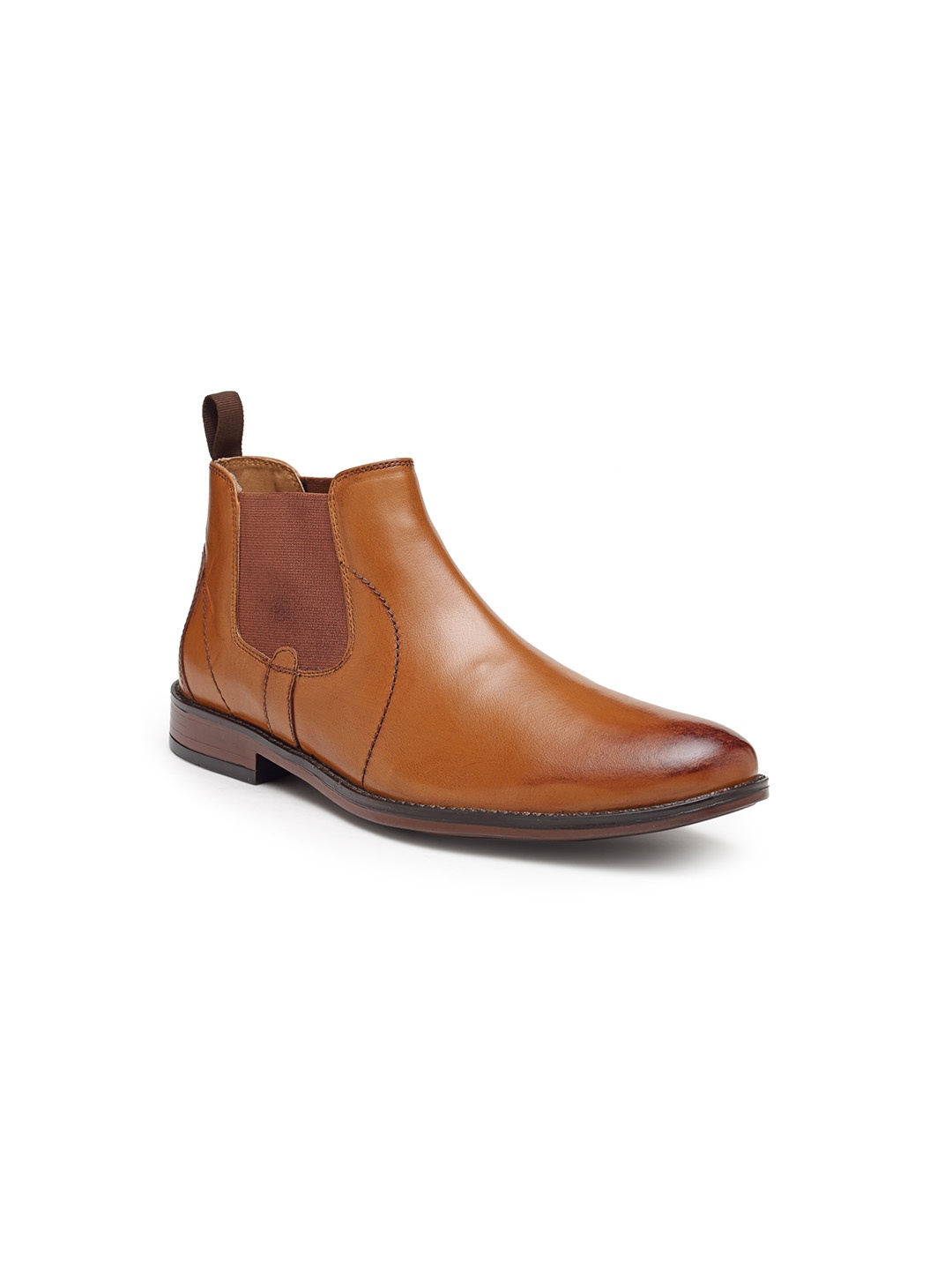 

NOBLE CURVE Men Tan Brown Leather Flat Boots