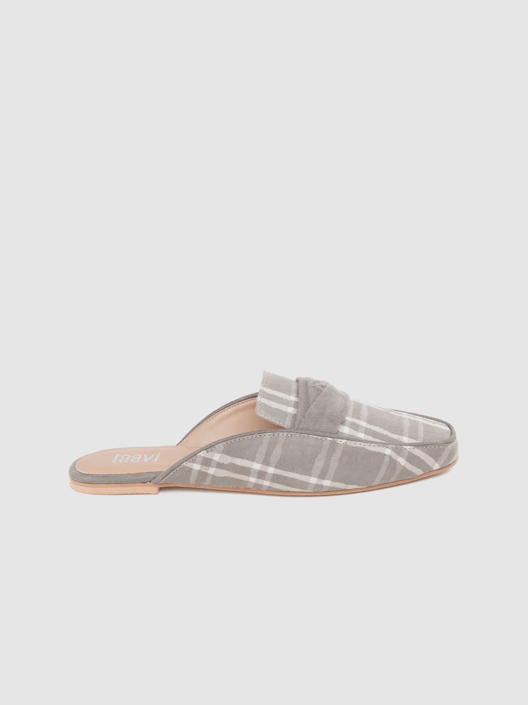 

Taavi Women Grey & Off-White Checked Mules