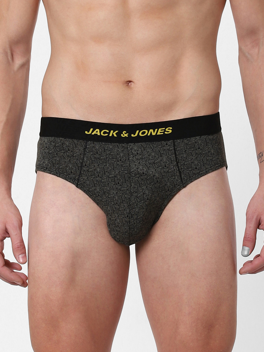 

Jack & Jones Men Charcoal Grey Printed Briefs 2114346001