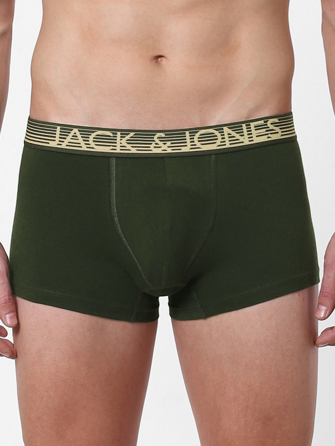 

Jack & Jones Men Olive Green Solid Brazilian Trunks 2114353011