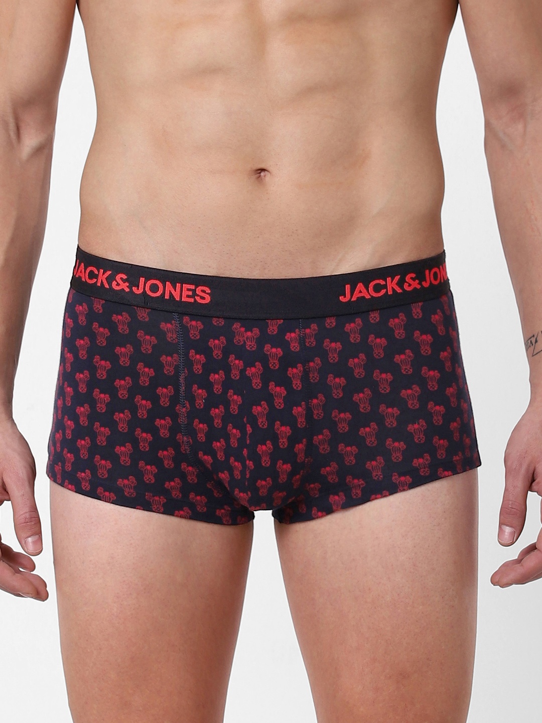 

Jack & Jones Men Navy Blue & Red Printed Brazilian Trunks 2114350001