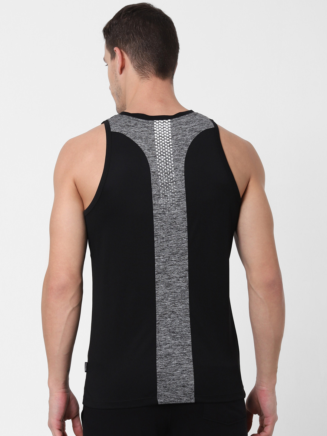 

Jack & Jones Men Black & Charcoal Grey Solid Meteoric Dry-Fit Gym Innerwear Vest