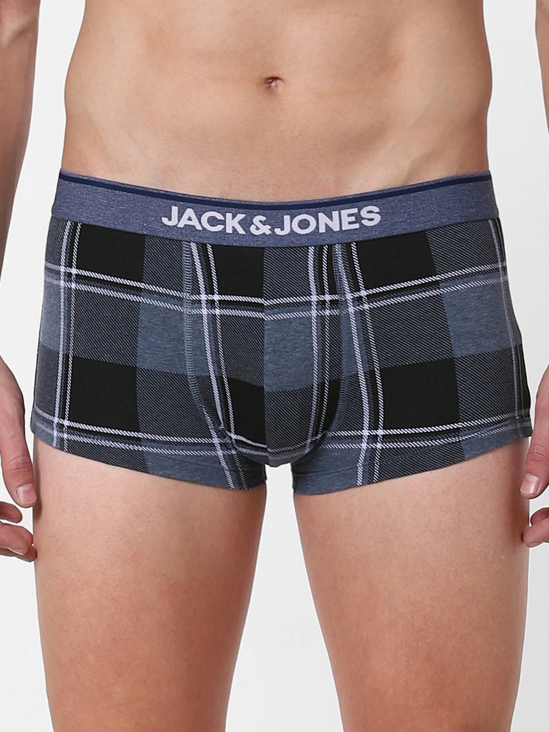 

Jack & Jones Men Blue & White Checked Brazilian Trunks 2114337001