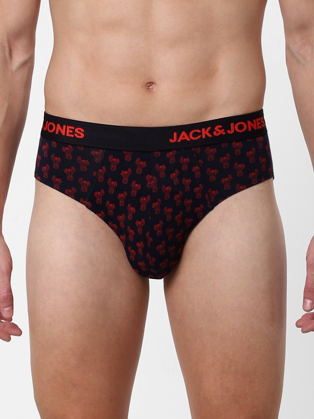 

Jack & Jones Men Navy Blue & Red Printed Briefs 2114335001