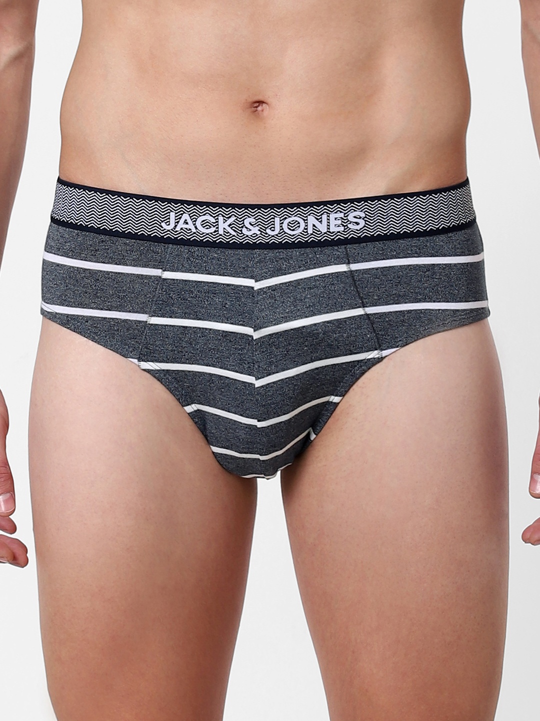 

Jack & Jones Men Navy Blue & White Striped Briefs 2114336001