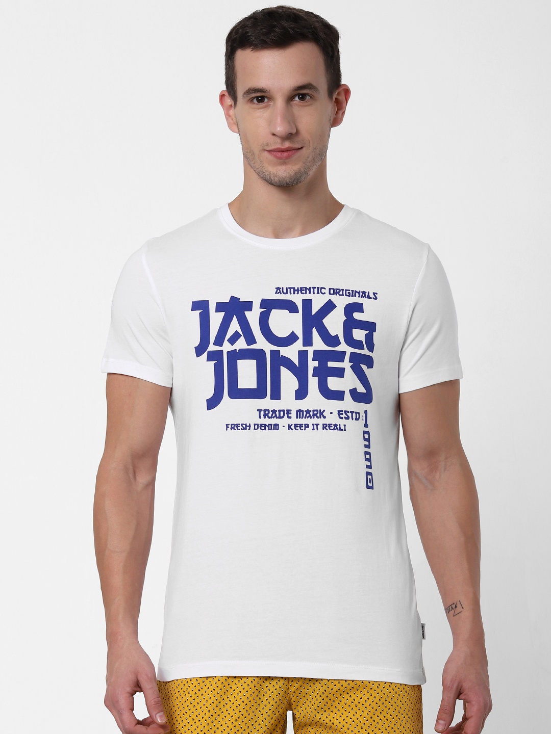 

Jack & Jones Men White Printed Round Neck Lounge T-shirt