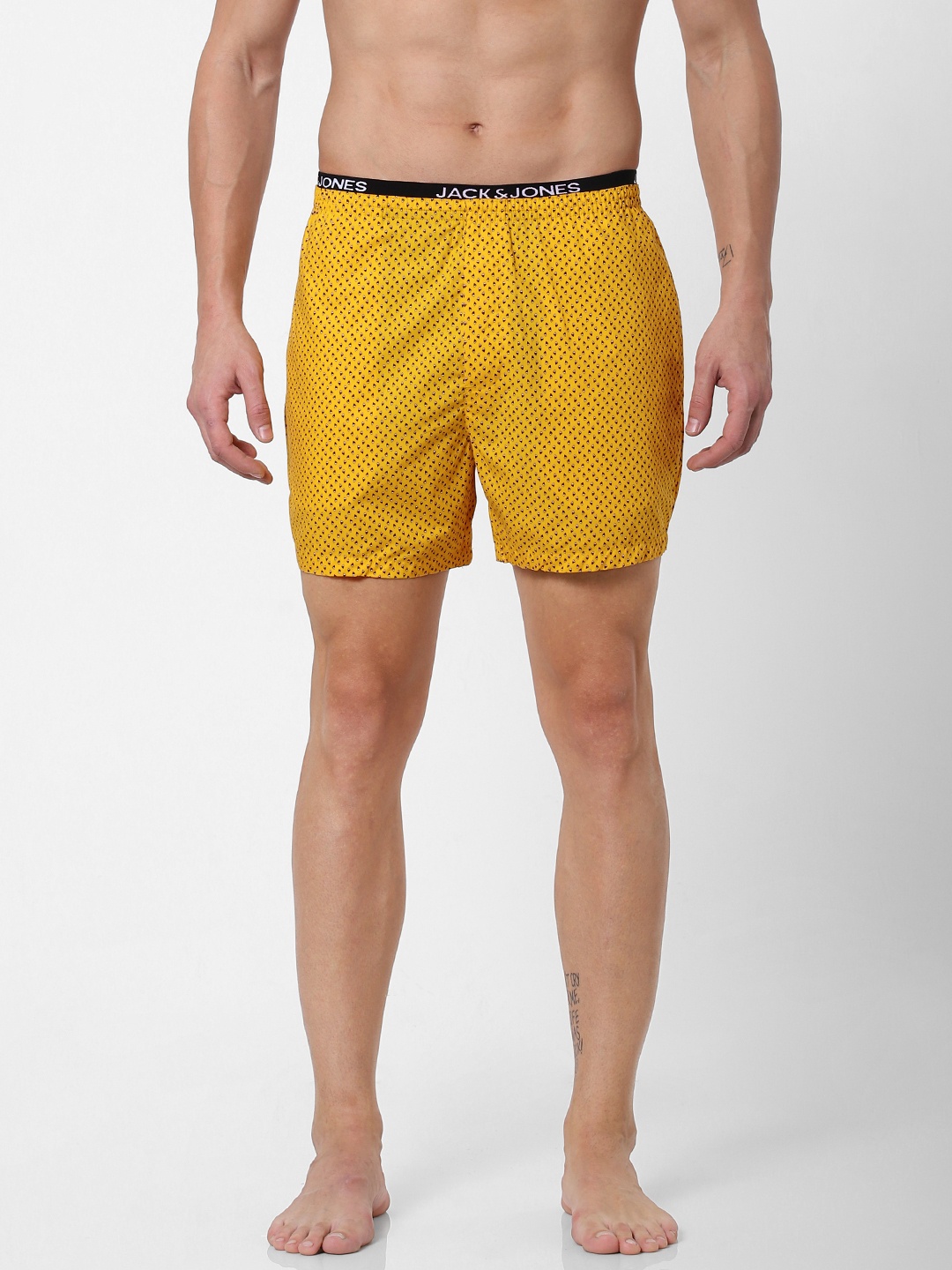 

Jack & Jones Men Yellow Printed Pure Cotton Boxers 2114470001