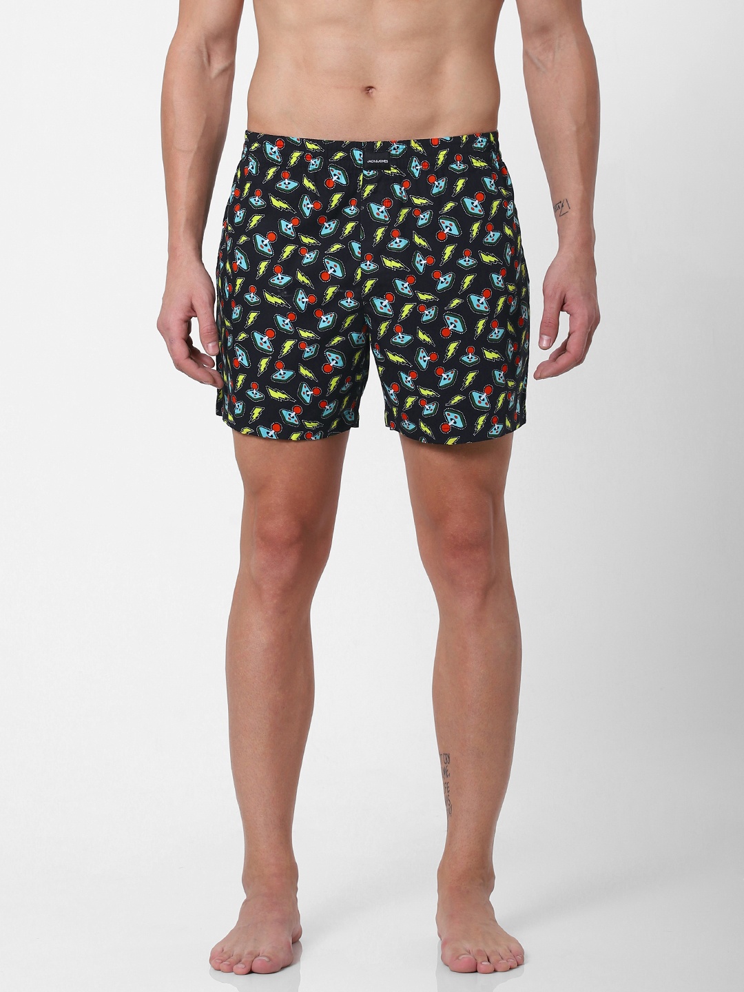 

Jack & Jones Men Black & Blue Printed Pure Cotton Boxers 2117672001