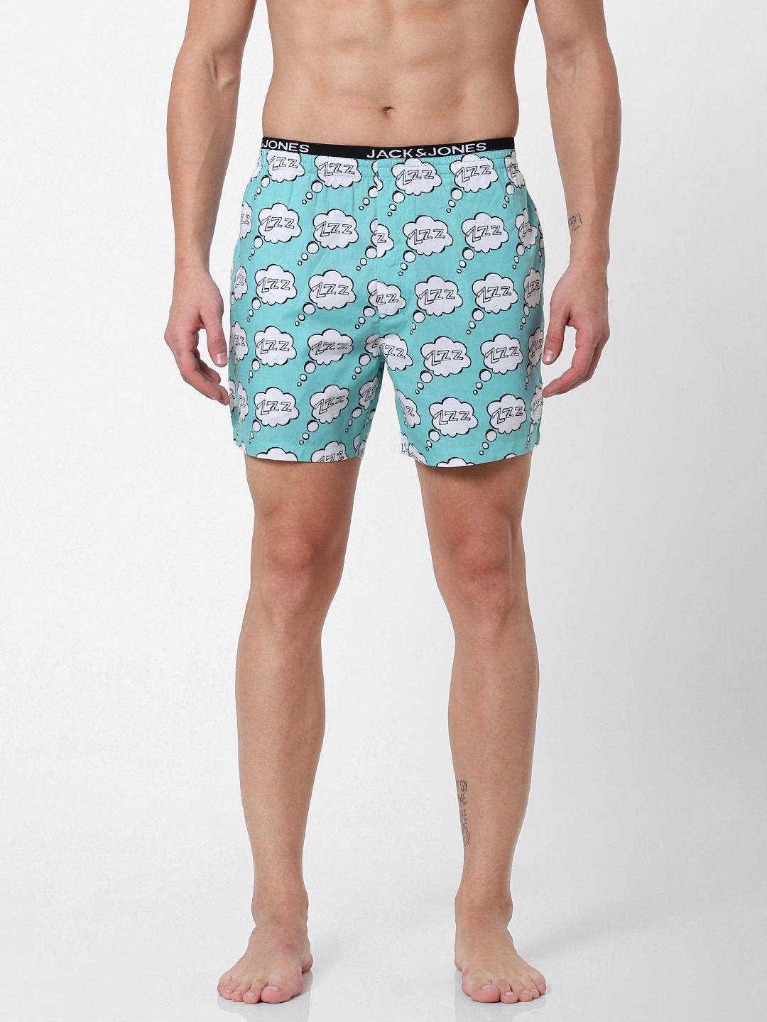 

Jack & Jones Men Turquoise Blue & White Printed Pure Cotton Boxers 2119073001
